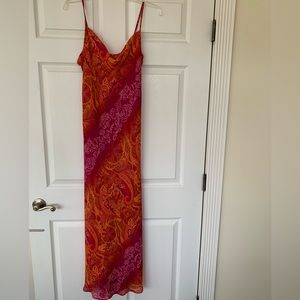 Mesmerizing Maxi Dress: Gold, Purple, and Red Fusion"